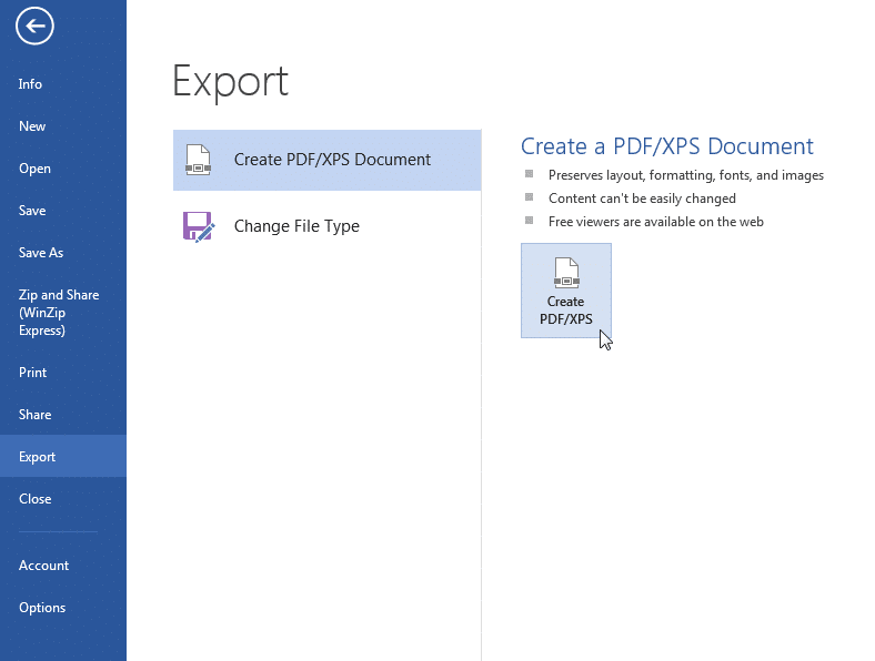MS Word Export PDF